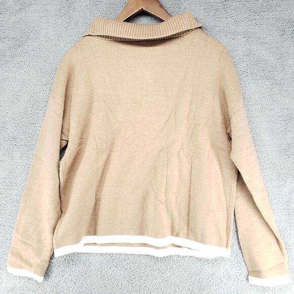 Laundry by Shelli Segal Los Angeles Half Zip Sweater Womens M Camel Beige - Picture 14 of 16